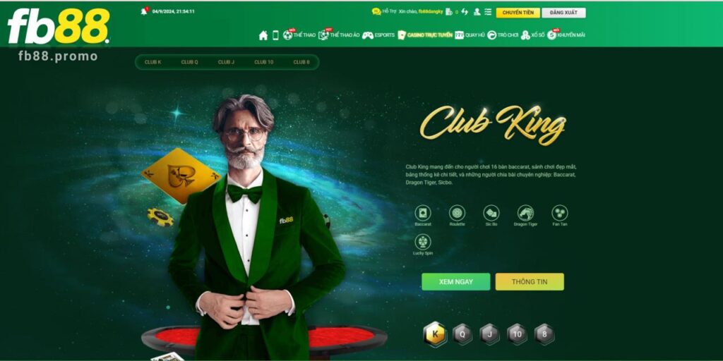Club King FB88 - Sảnh Casino Trực Tuyến Hấp Dẫn Top Đầu 1 Đôi nét chung về sảnh Club King Fb88