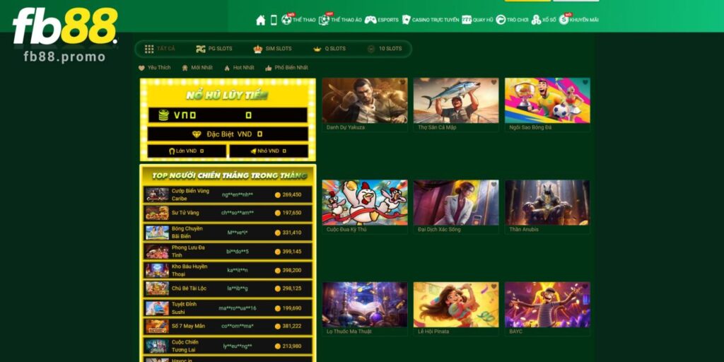 Trải nghiệm ngay PG Slots Fb88 hấp dẫn